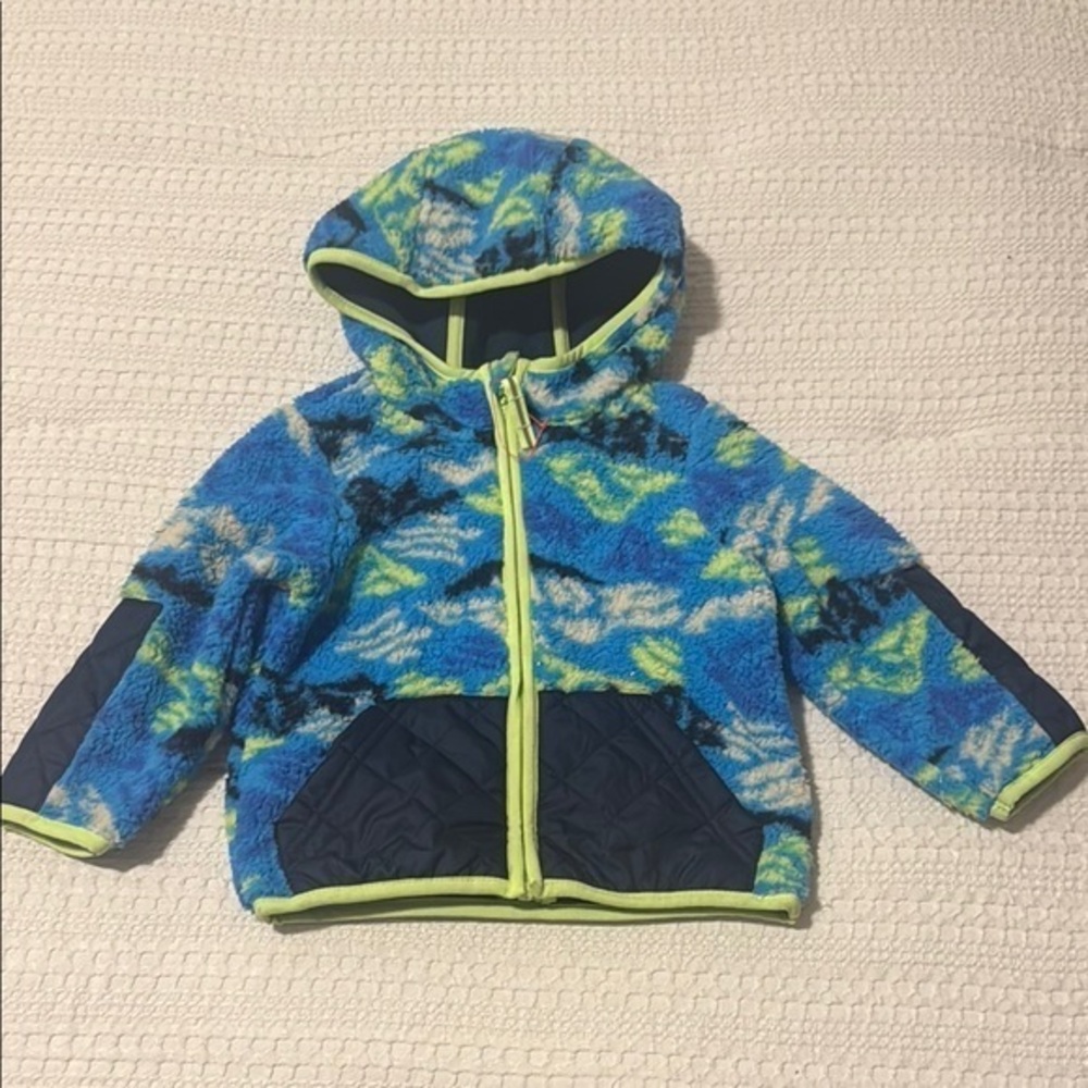 🆕 Cat & Jack Blue and Green Fleece Hooded Jacket. 18m. NWT!💥💥
